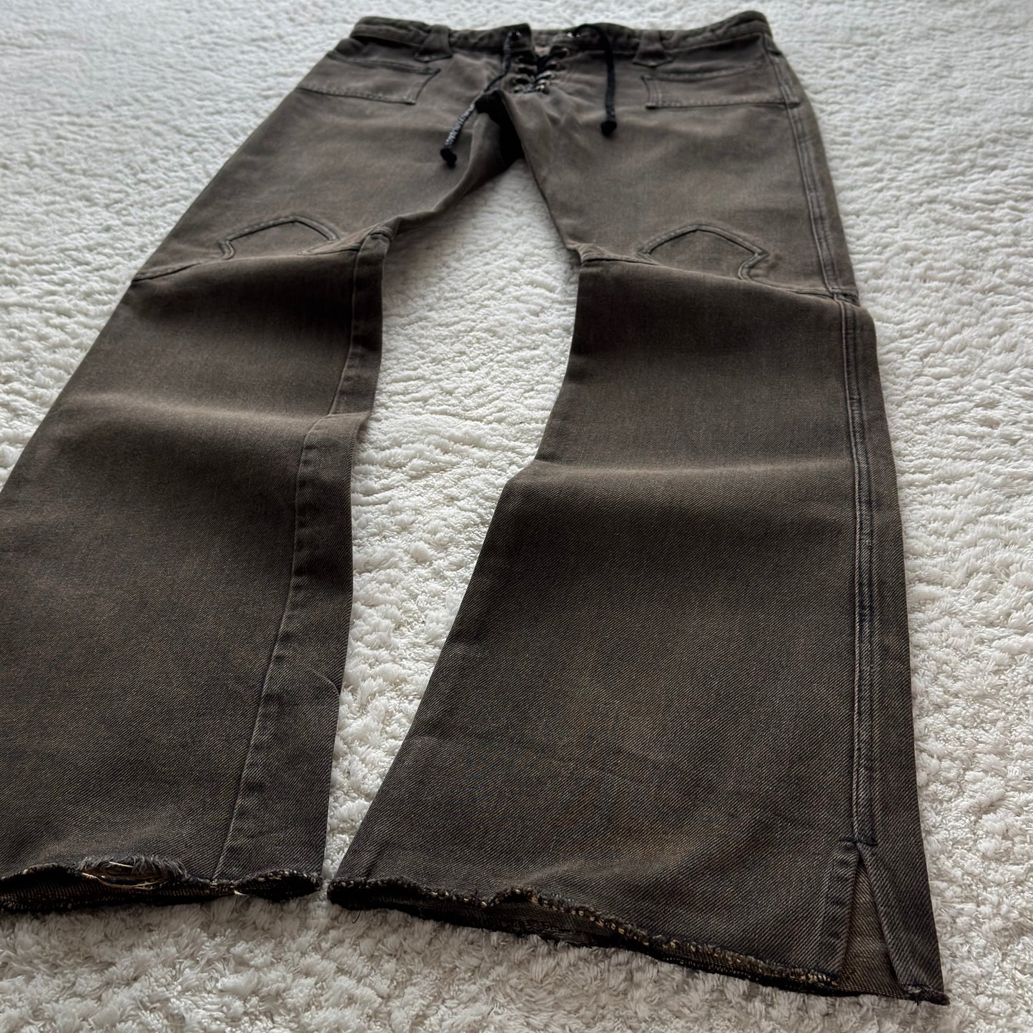 Henry Duarte Sword Knee Flared Lace-Up Jeans