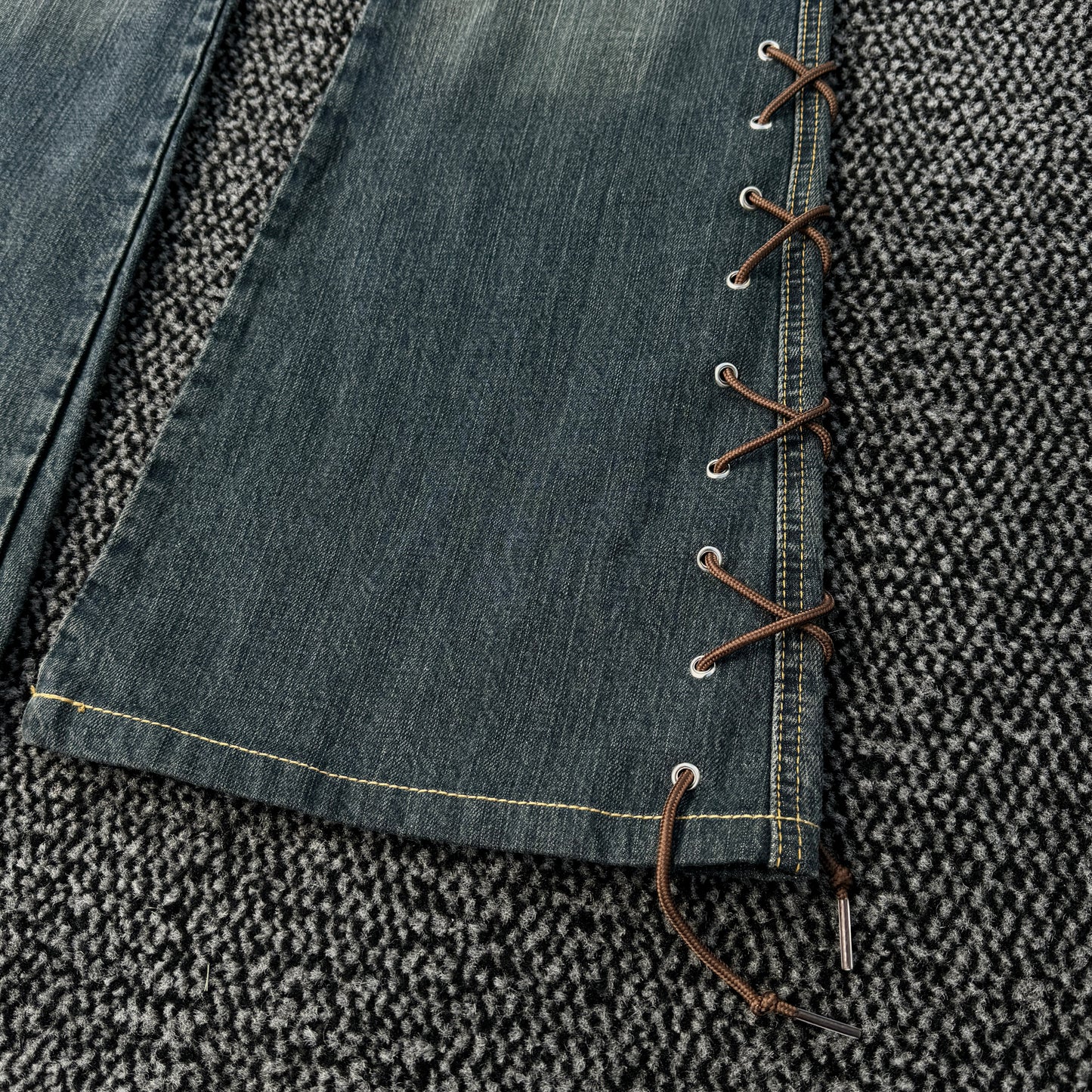 Tornado Mart Western Lace-Up Flared Denim