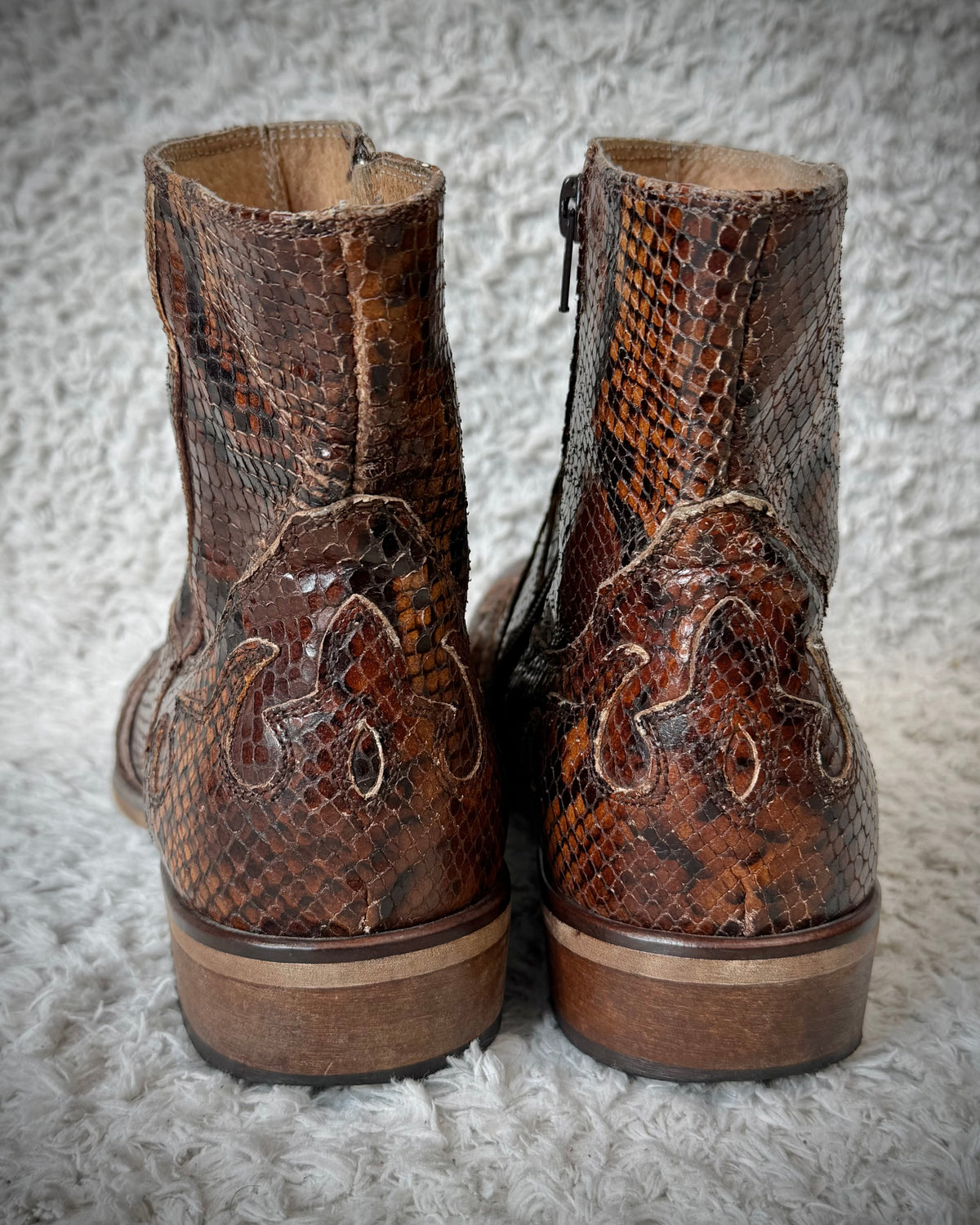 Italian Python Textured Western Leather Boots