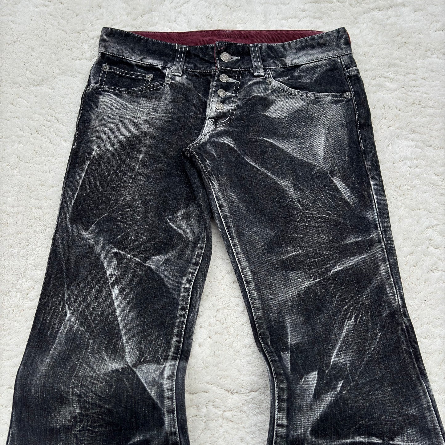 Tornado Mart Ice Shatter Wash Flared Jeans