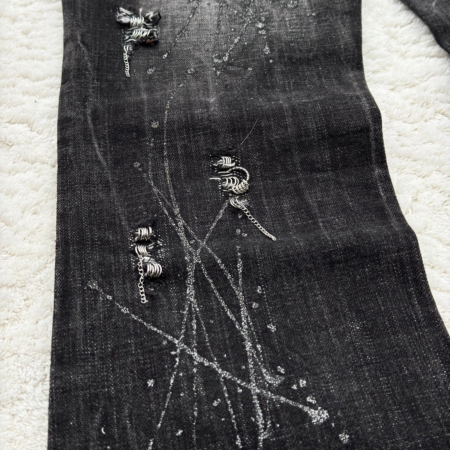 Glad News Pierced Glitter Strokes Flared Jeans