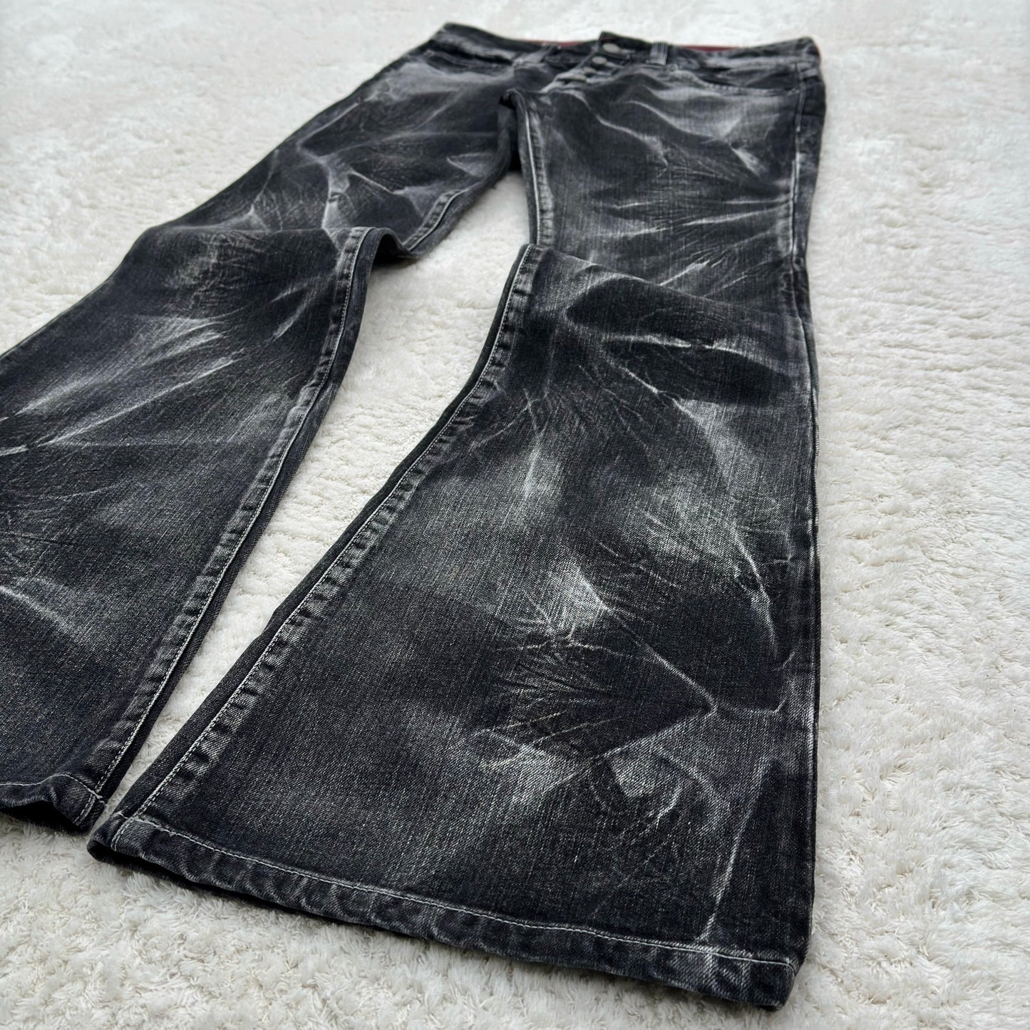 Tornado Mart Ice Shatter Wash Flared Jeans