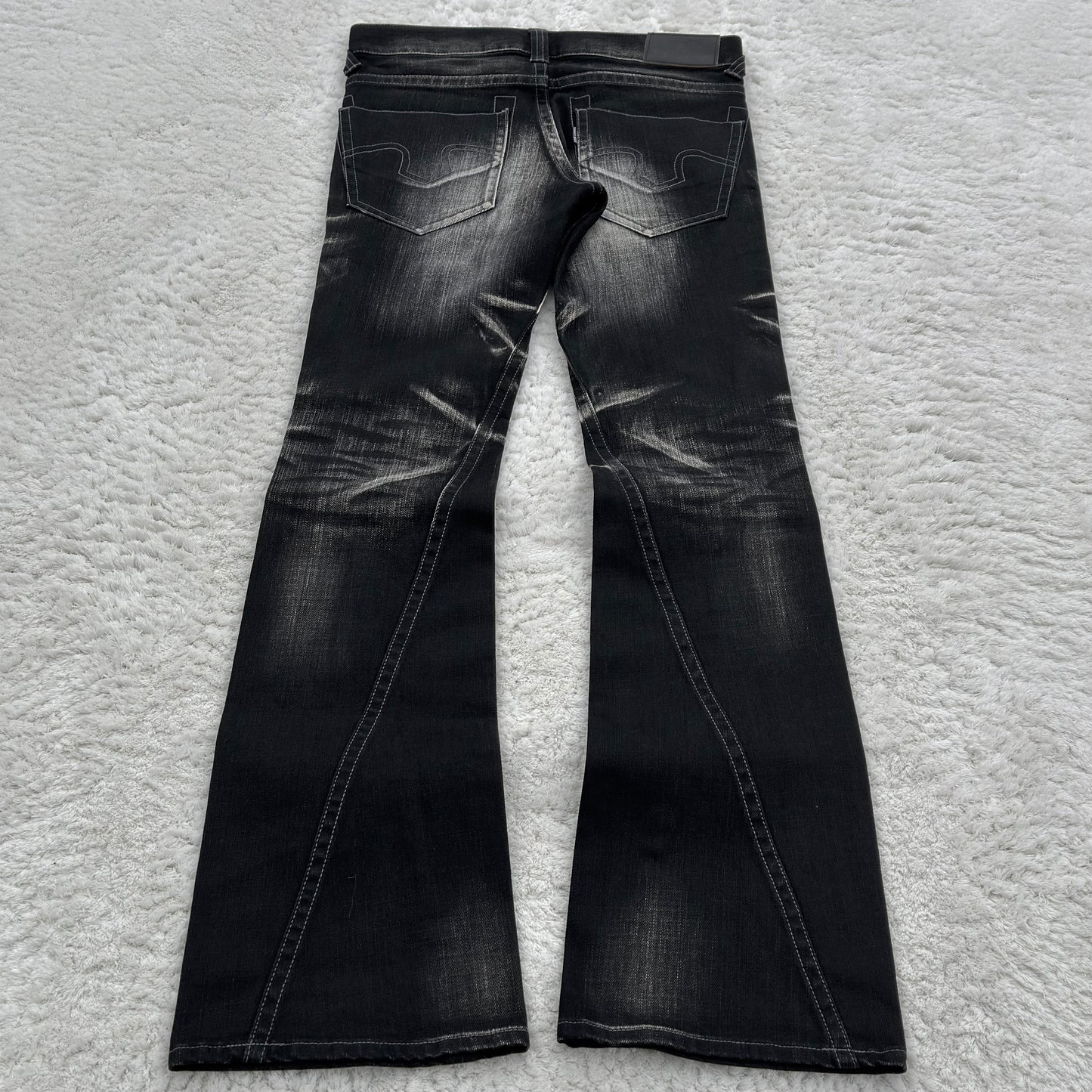 Tornado Mart Whisker Wash Spiral Flared Jeans