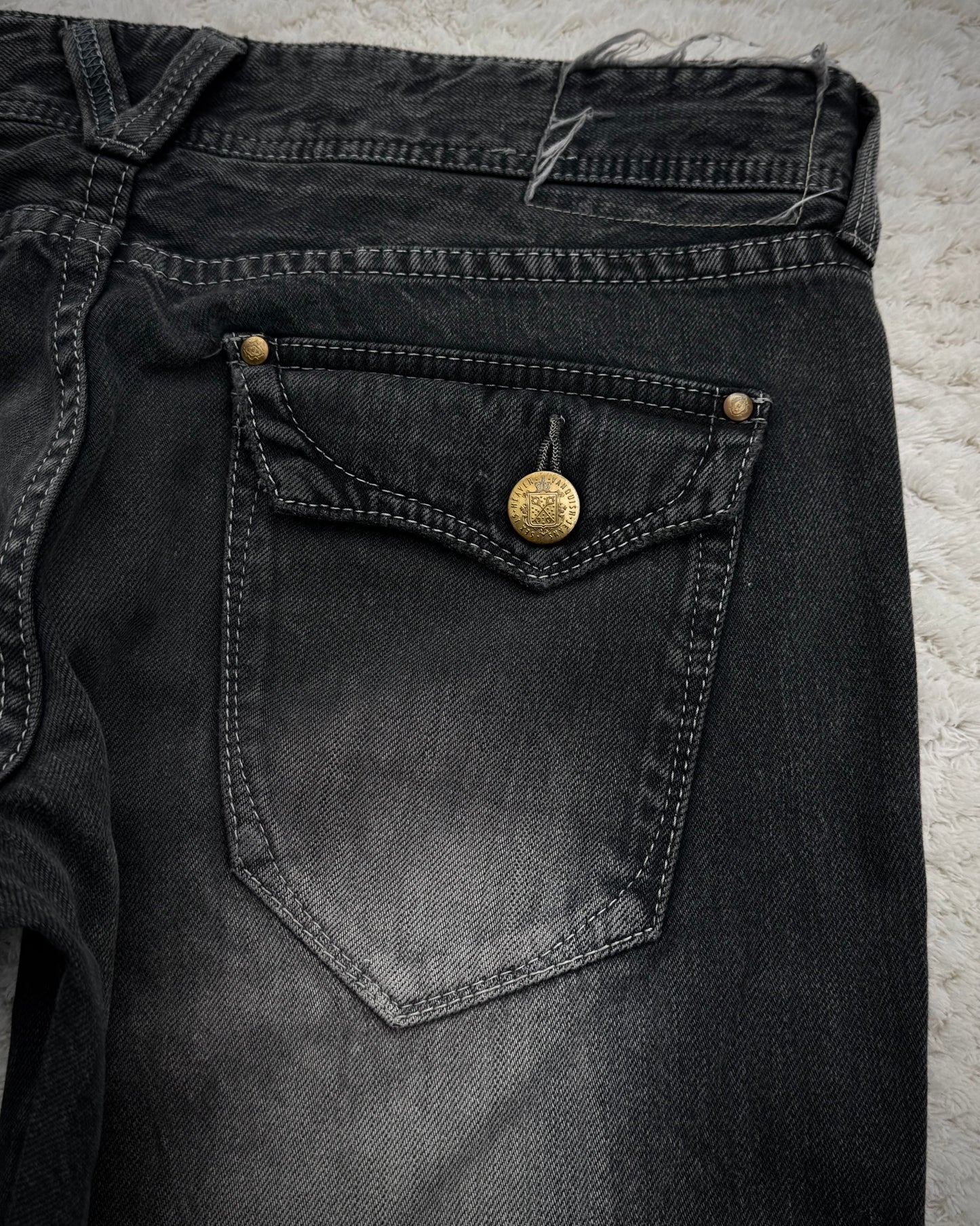 Vanquish Bordeaux Python Repaired Distressing Flared Jeans