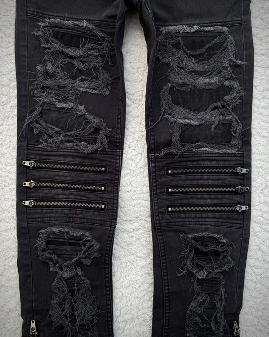 Glad News Repaired Distressing Zippered Skinny Bootcut Jeans