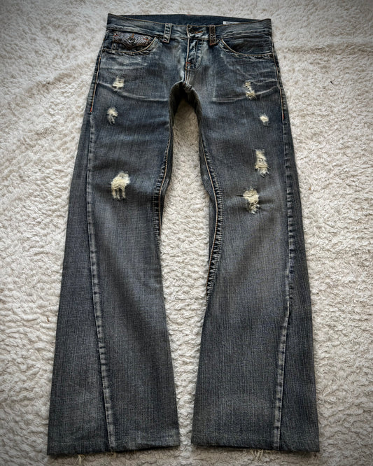 Semantic Design Python Detailed Spiral Flared Jeans
