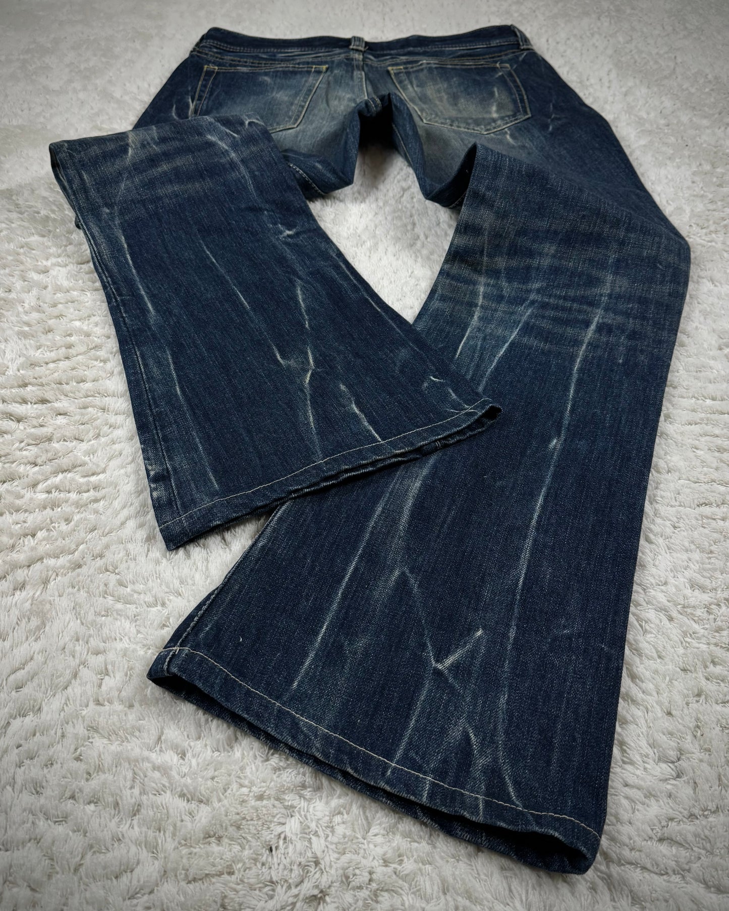Vanquish Whisker Washed Flared Jeans