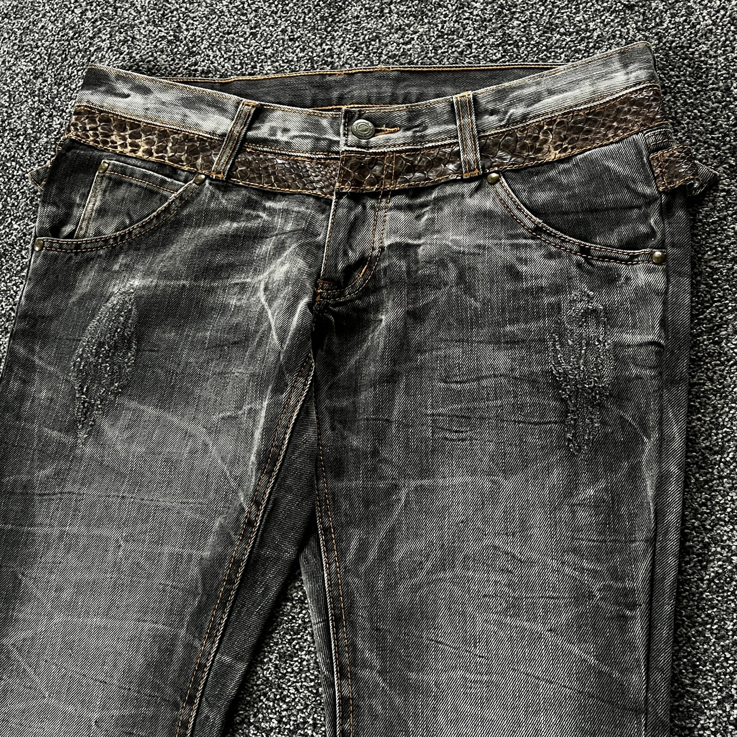 Tornado Mart Snakeskin Flared Denim