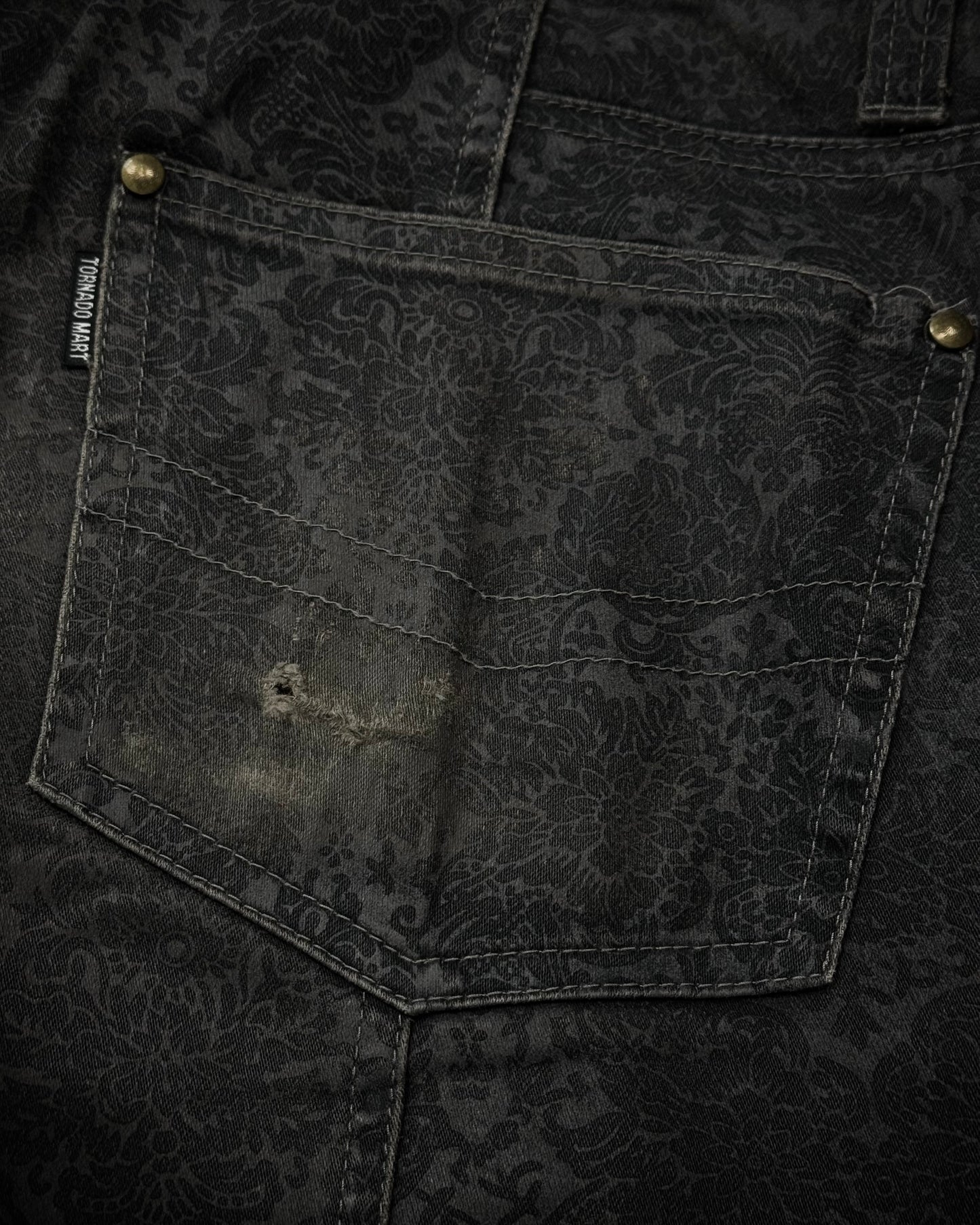 Tornado Mart Lace Up Antique Pattern Flared Pants