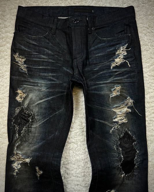 Fuga Python Repaired Distressing Clawmarks Bootcut Denim