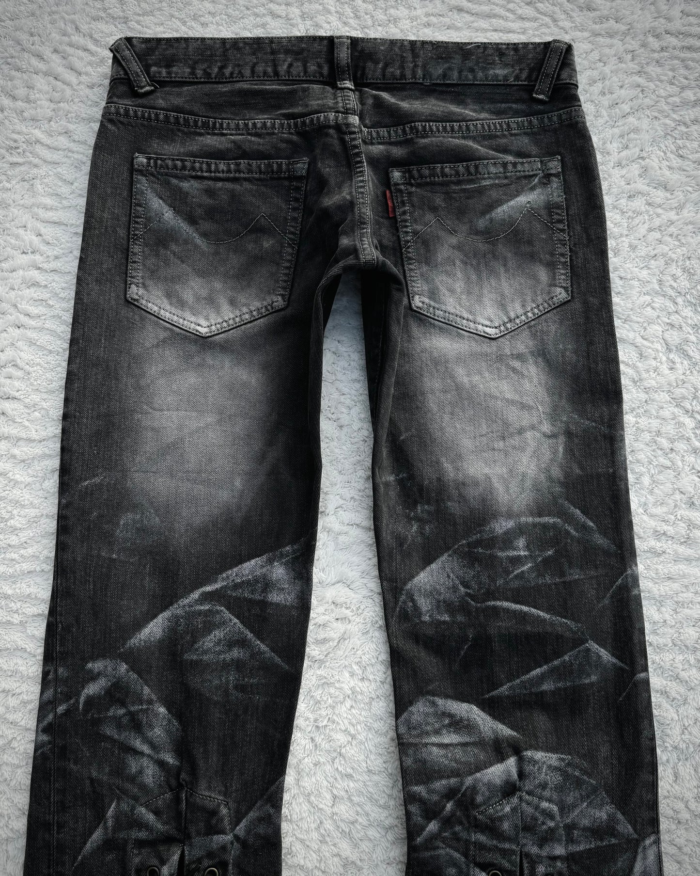 Tornado Mart Backlace Crystal Washed Flared Jeans