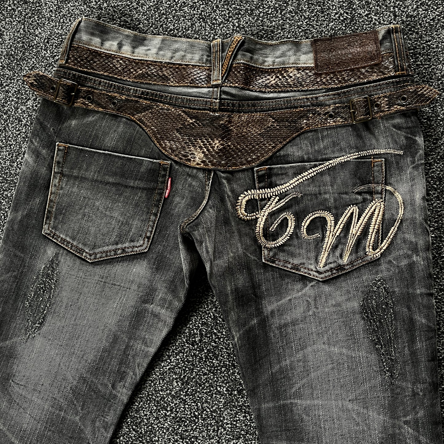 Tornado Mart Snakeskin Flared Denim