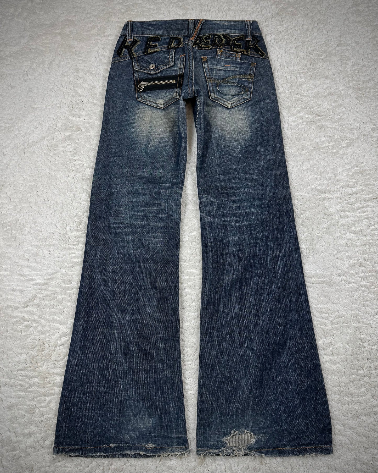 Red Pepper Vintage Embroidered Flared Denim