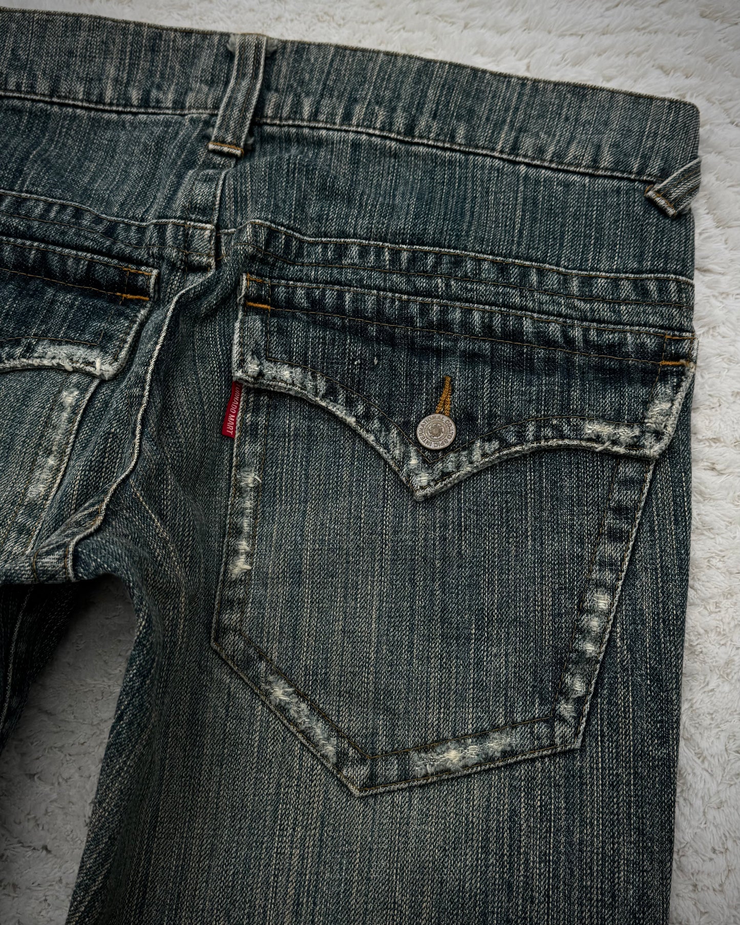 Tornado Mart Western Mud Washed Spiral Flared Jeans