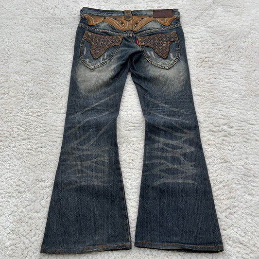 Tornado Mart Western Studded Flared Jeans