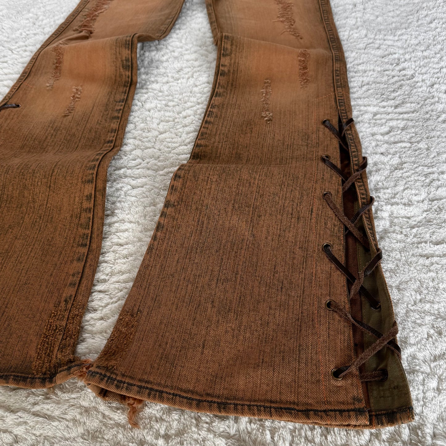 7 For All Mankind Mud Wash Flared Lace Up Jeans