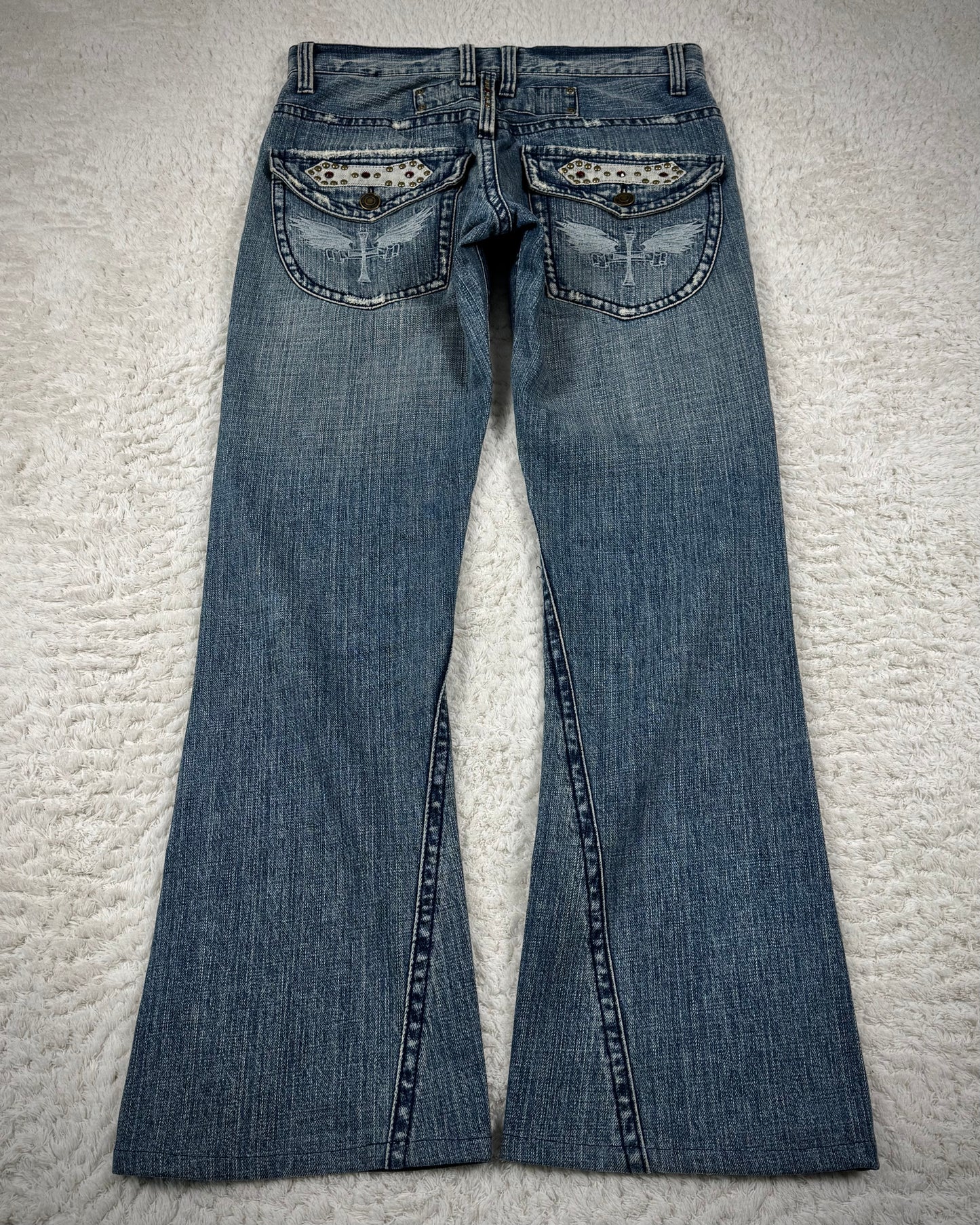 Ultimax Vintage Studded Spiral Flared Jeans