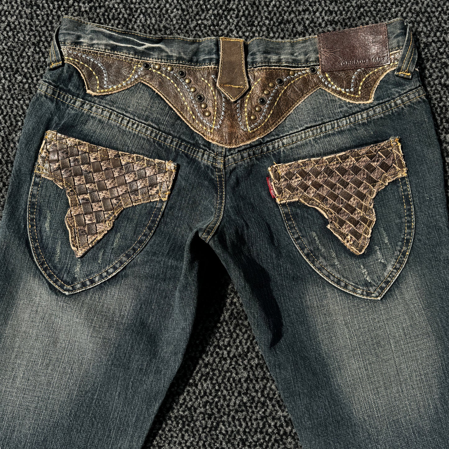 Tornado Mart Western Lace-Up Flared Denim