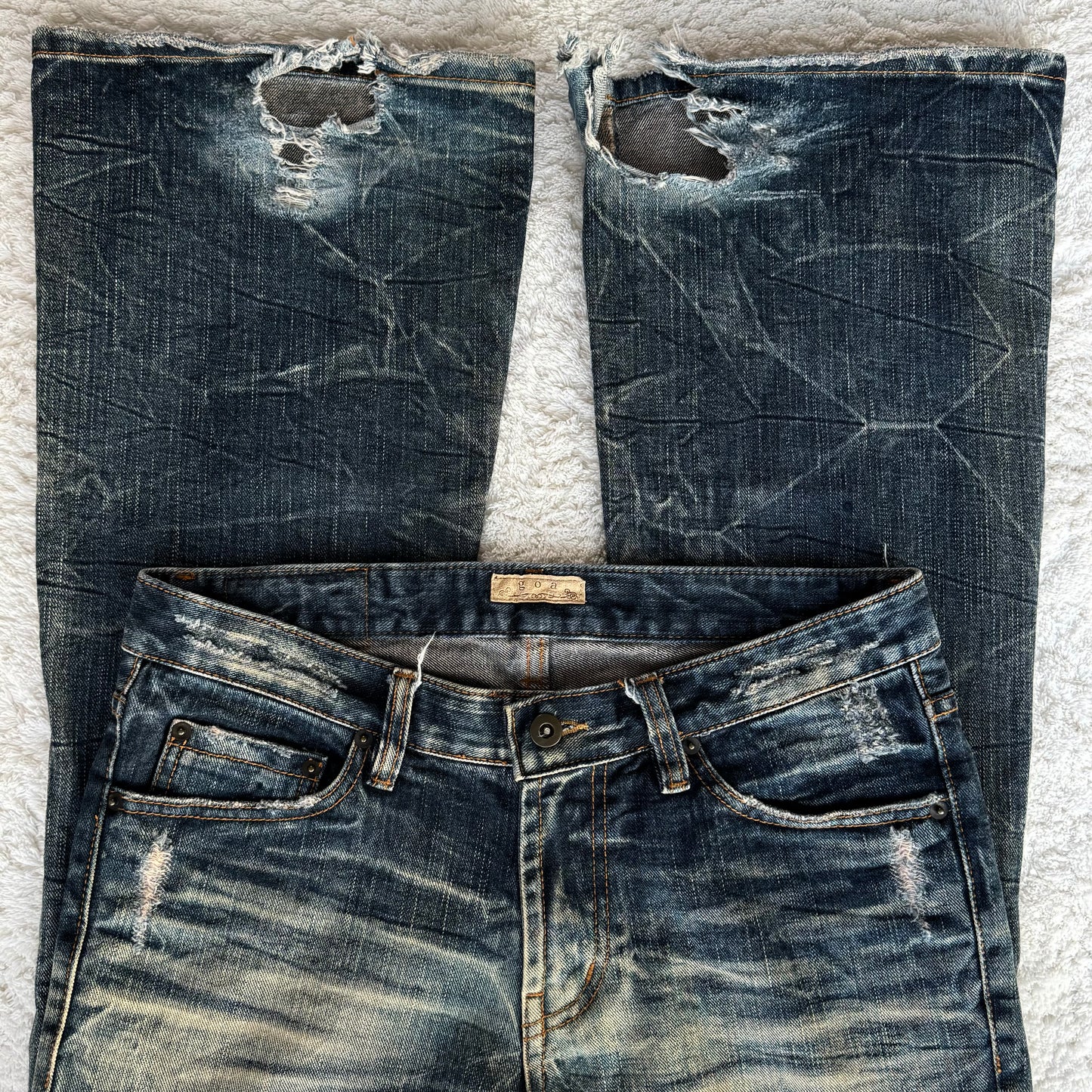 G.O.A Vintage Distressed Flared Jeans
