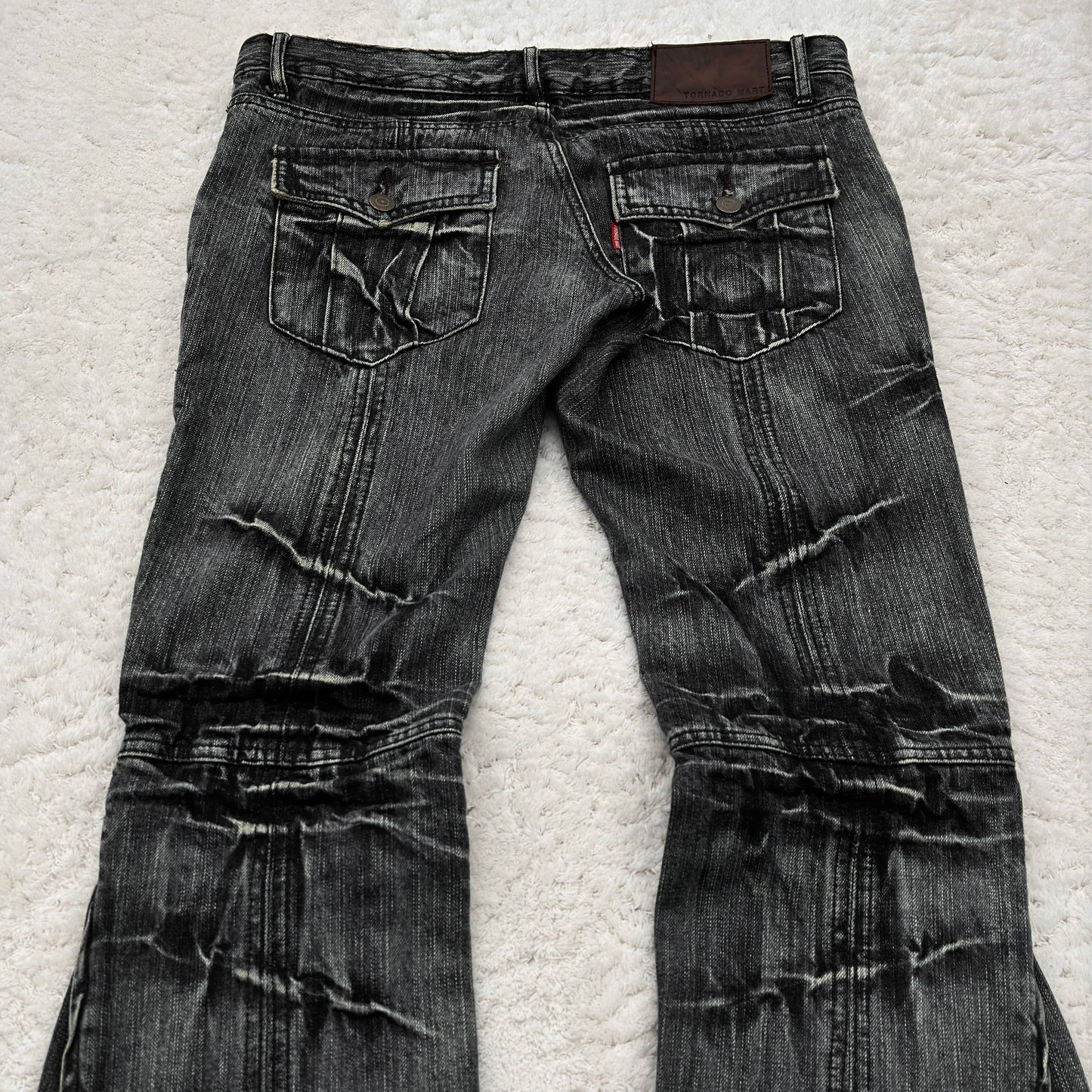 Tornado Mart Button Up Panel Zipper Flared Jeans
