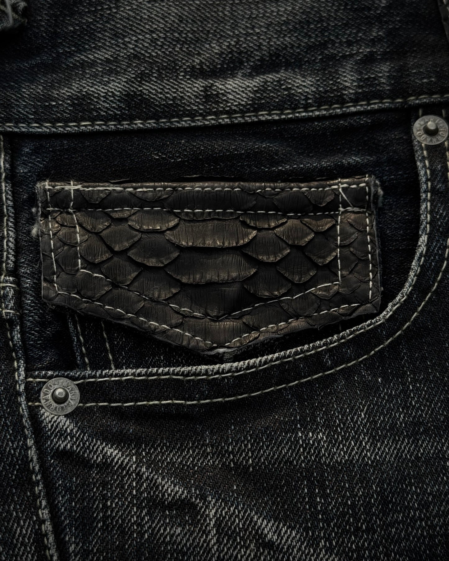 Tornado Mart Python Detailed Mud Claw Marks Washed Flared Jeans