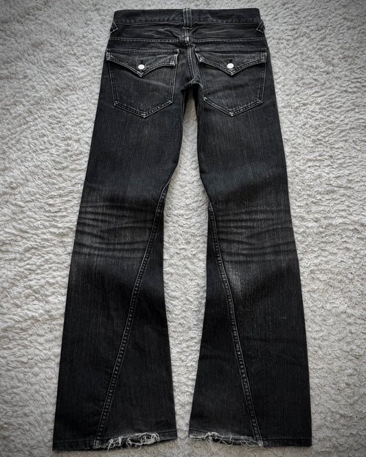 Tornado Mart Flap Pocket Whiskered Spiral Flared Jeans