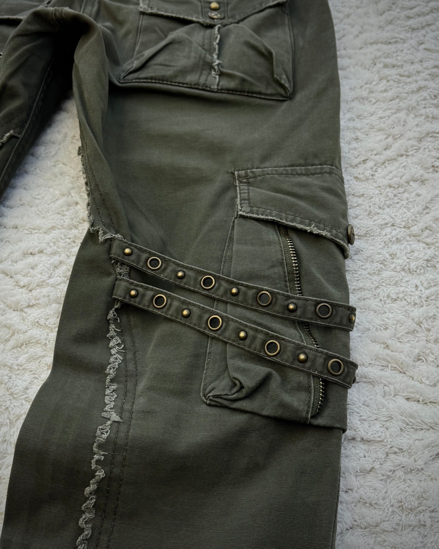 Midas Military Studded Laced Flared Cargo Pants