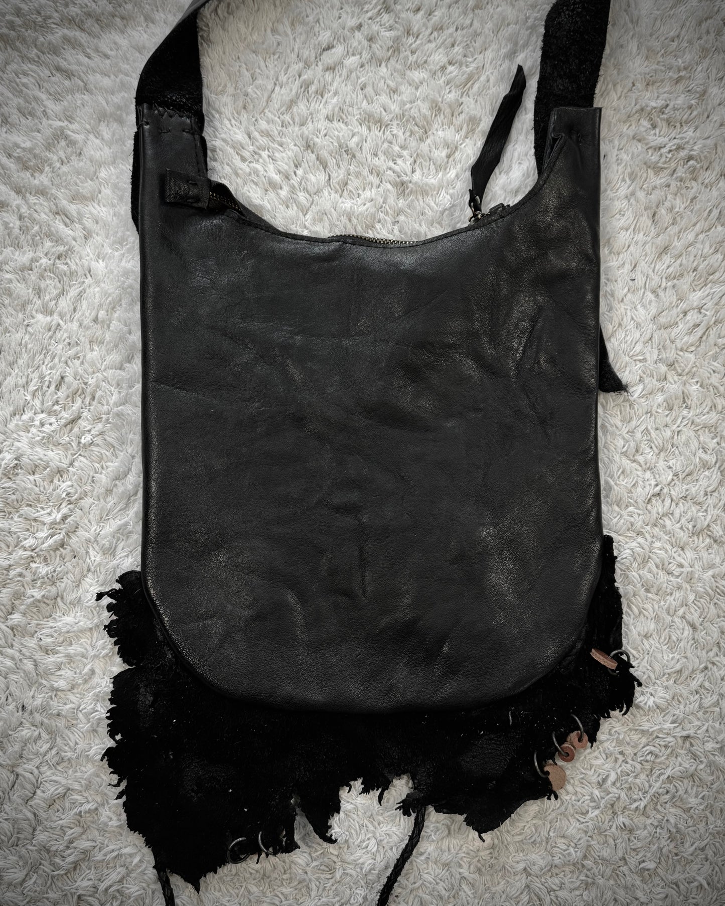 Raw Cut Crocodile Leather Shoulder Bag