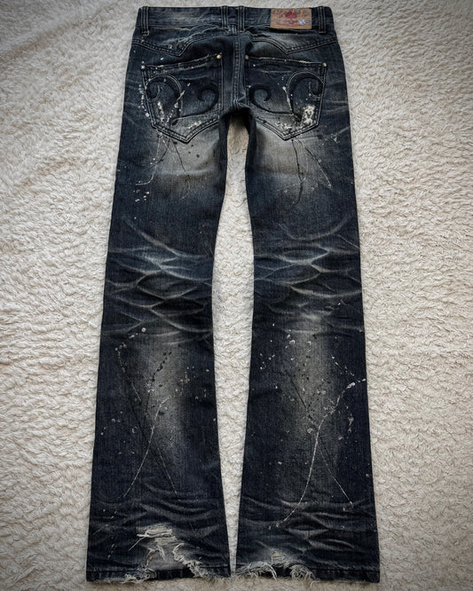 Lagust Silver Splatter Python Repaired Bootcut Denim