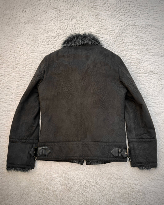 Tornado Mart Fur Collar Cheetah Pattern Jacket