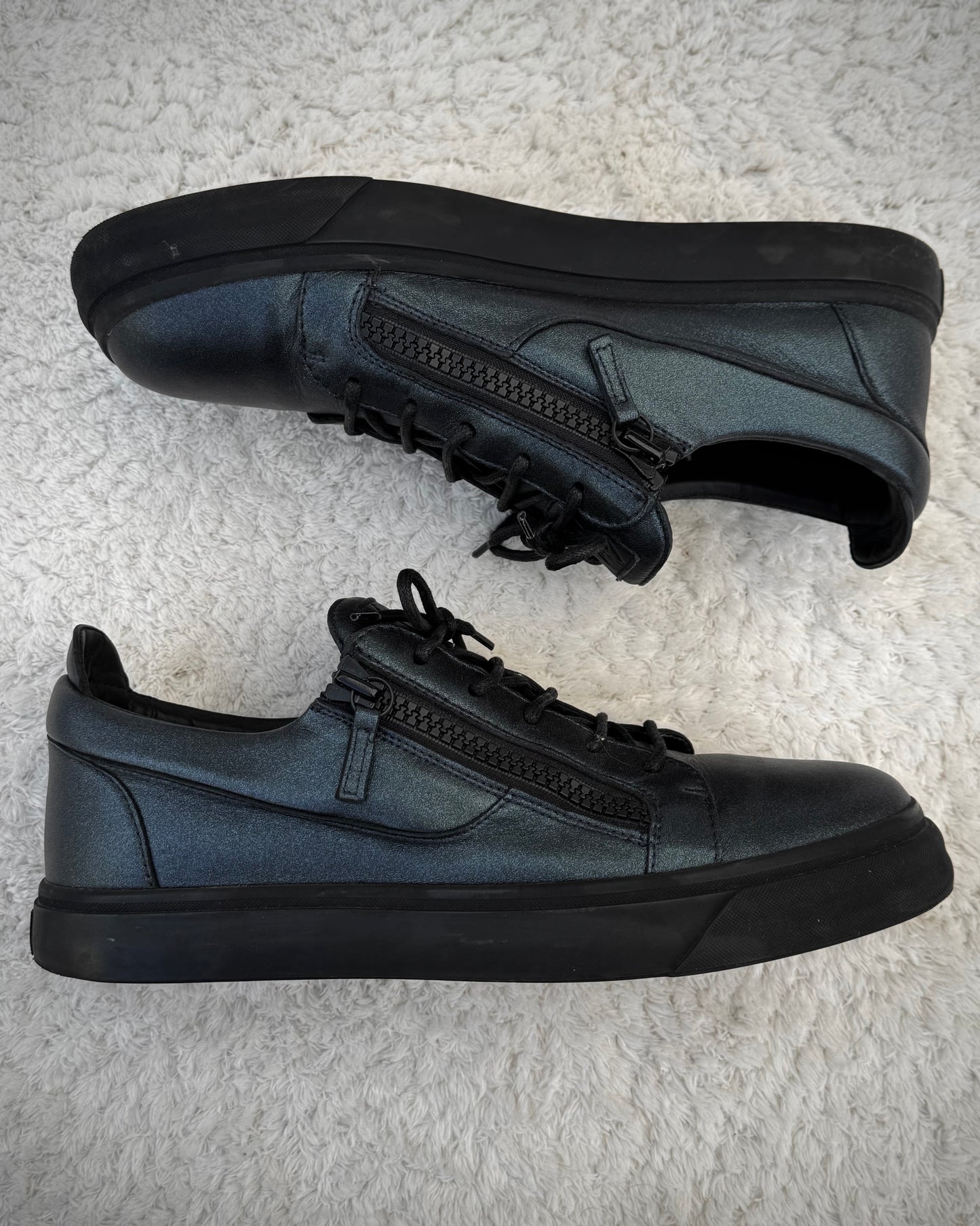 Giuseppe Zanotti Metallic Teal Zippered Sneakers