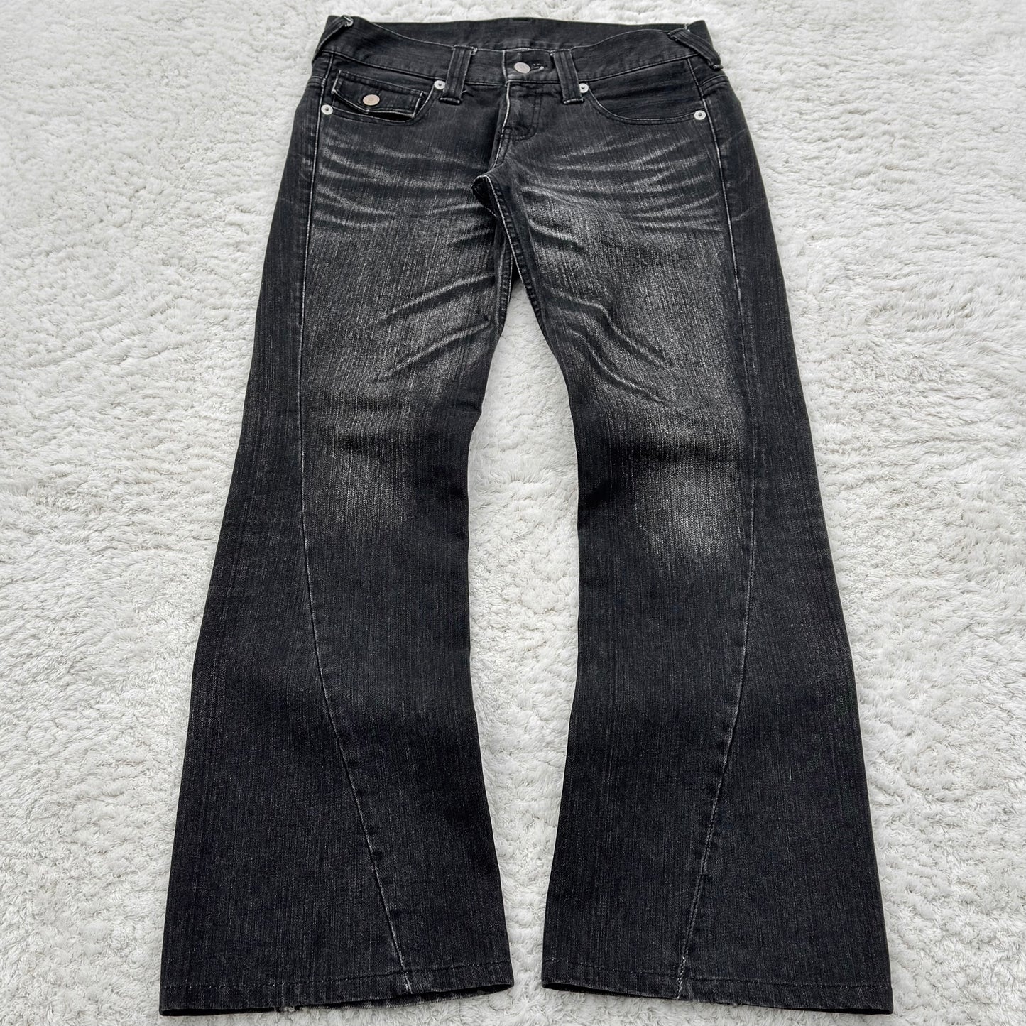 Tornado Mart Whisker Wash Spiral Flared Jeans