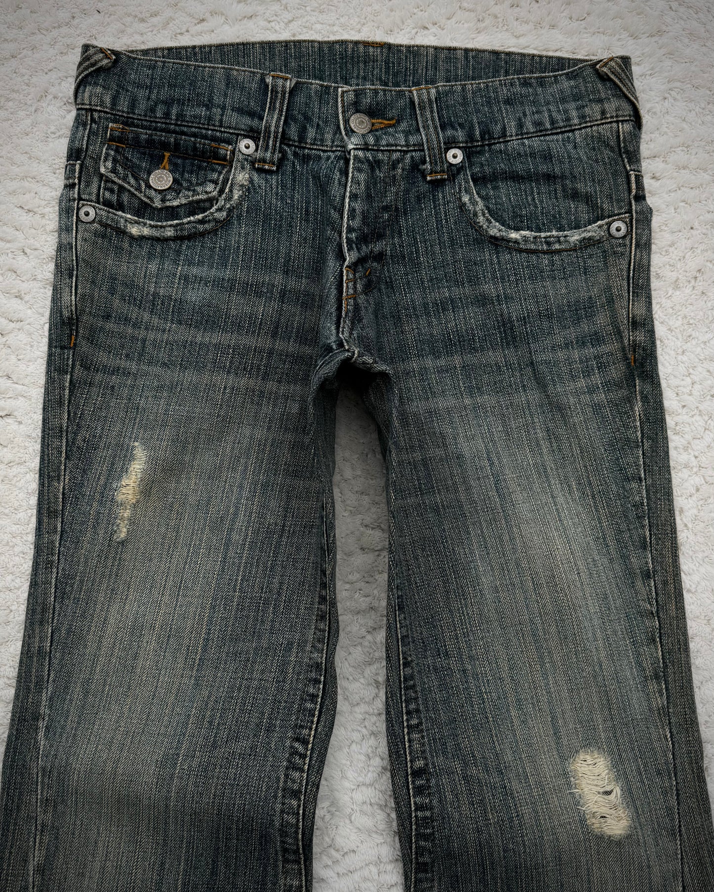 Tornado Mart Western Mud Washed Spiral Flared Jeans