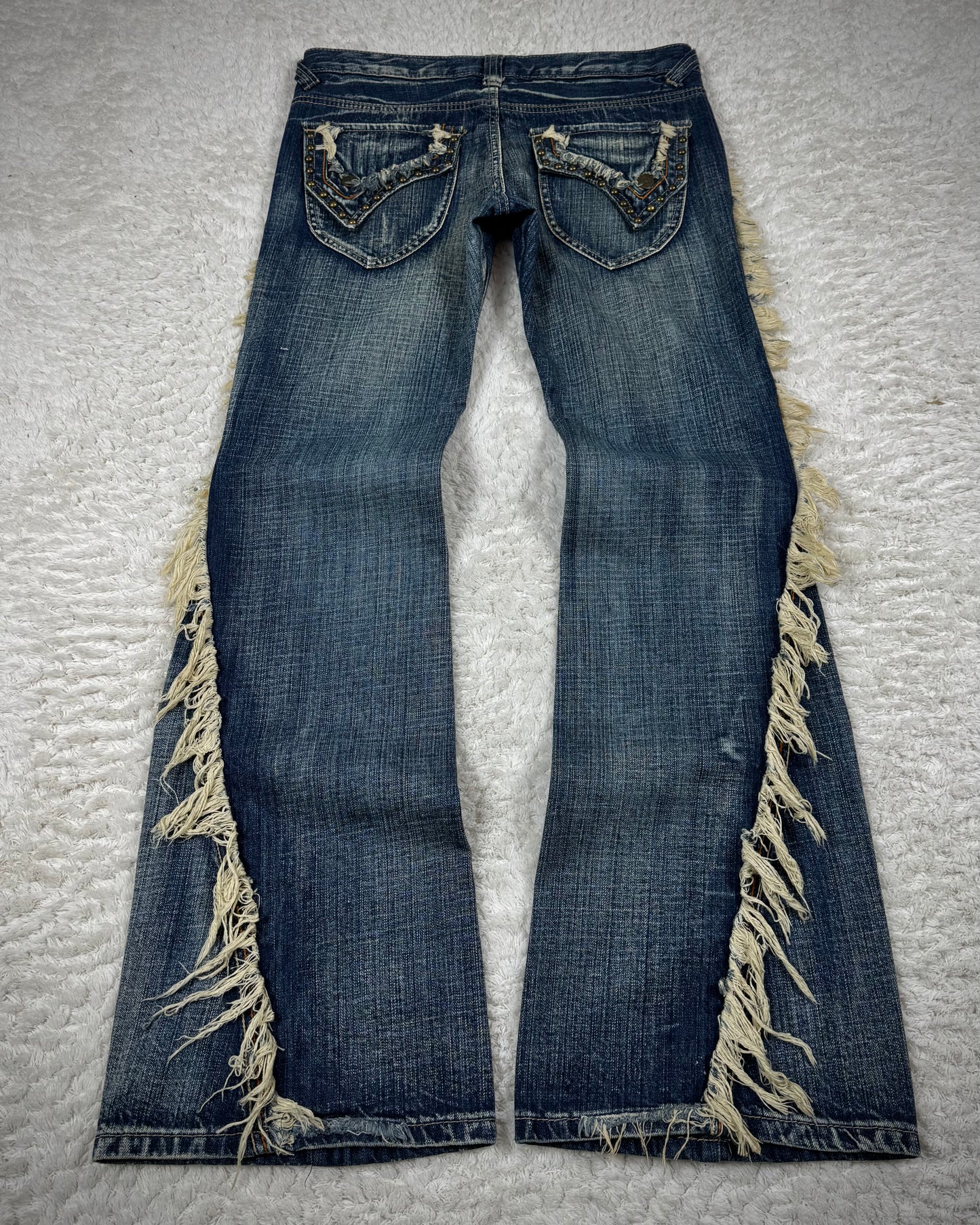 Tornado Mart Spiral Fringe Flared Jeans
