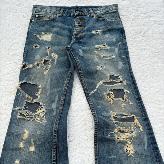 Tornado Mart Crash Repaired Flared Jeans