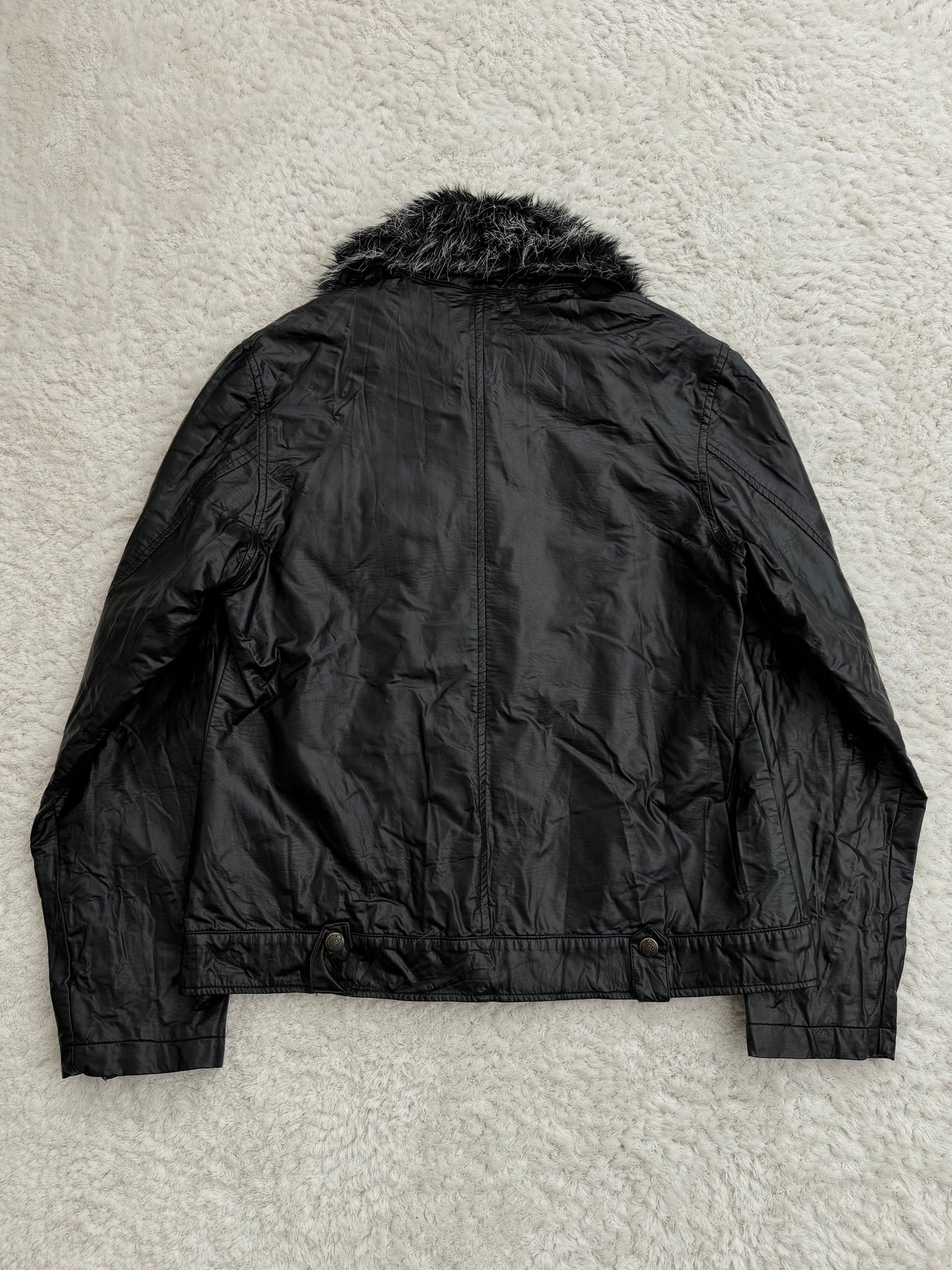 In The Attic Faux Fur Collar Leather Jacket