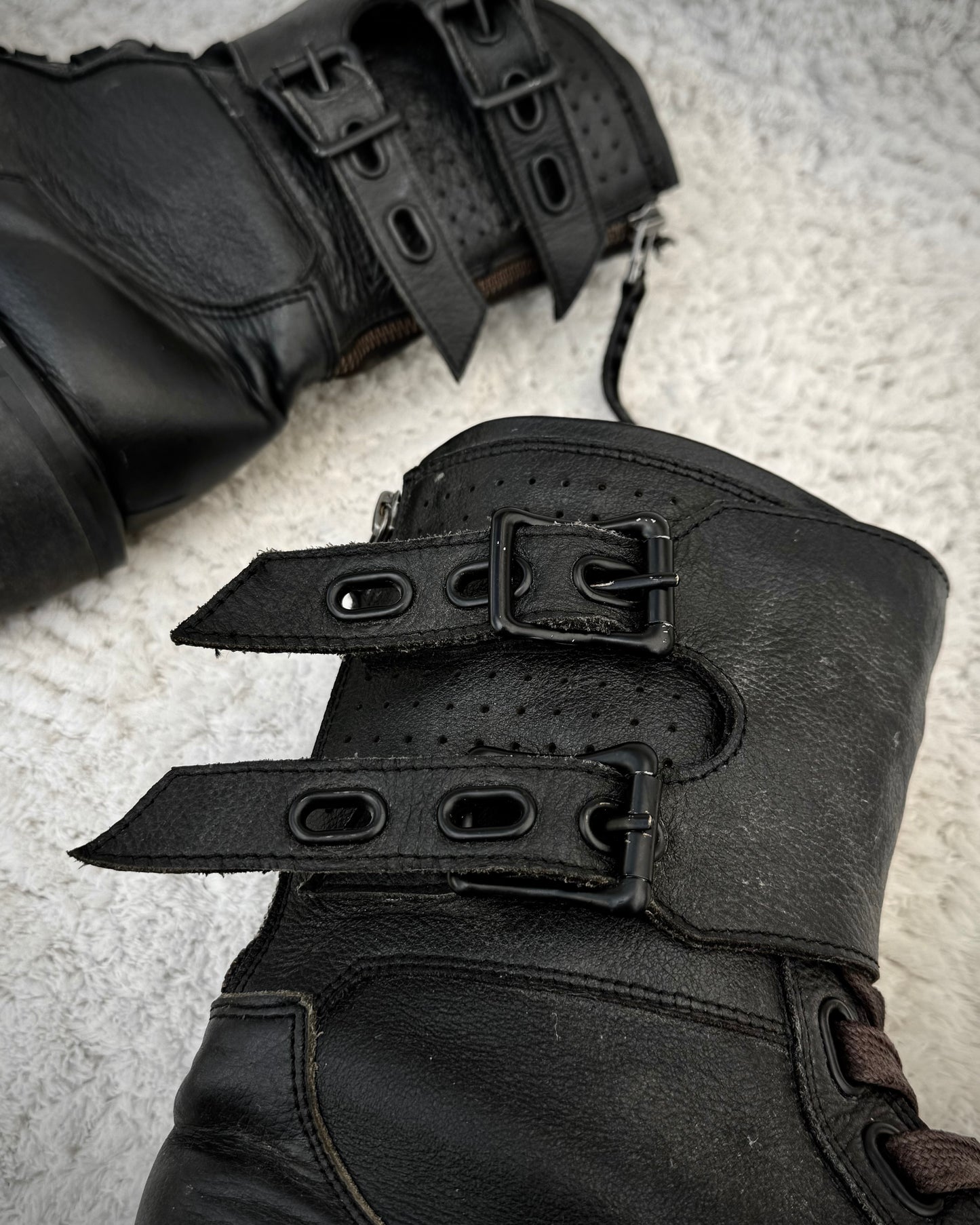 Midas Belted Leather Combat Boots