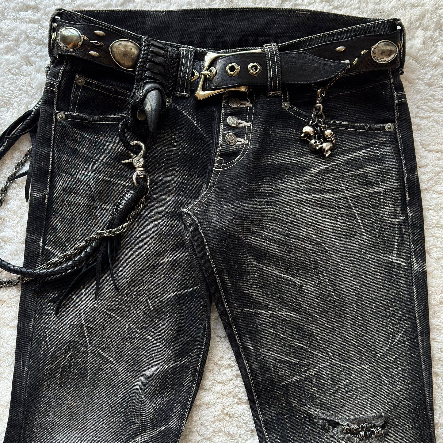 Tornado Mart Pierced Bell Bottom Flared Jeans