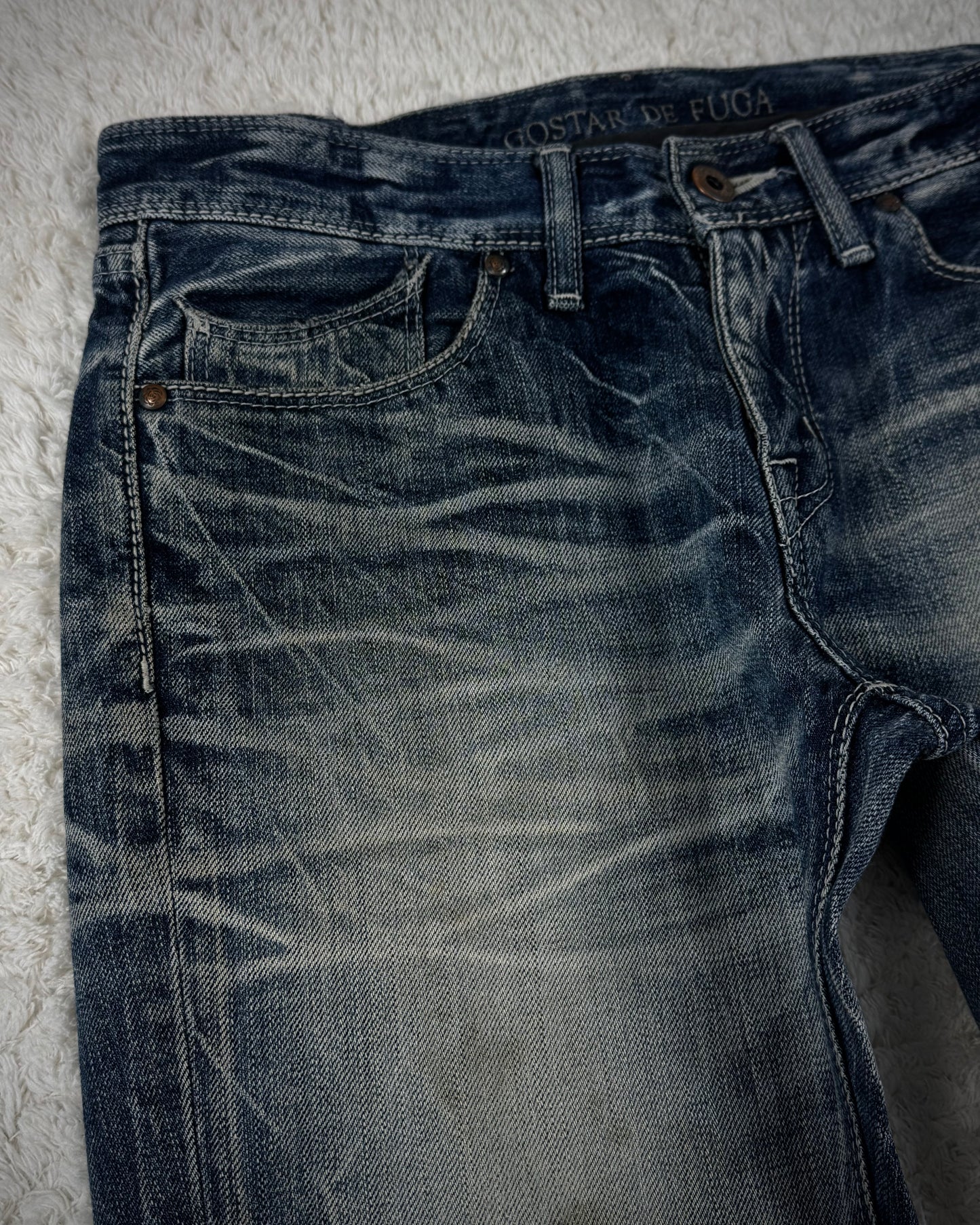 Fuga Whiskered Honeycomb Washed Snakeskin Flared Jeans
