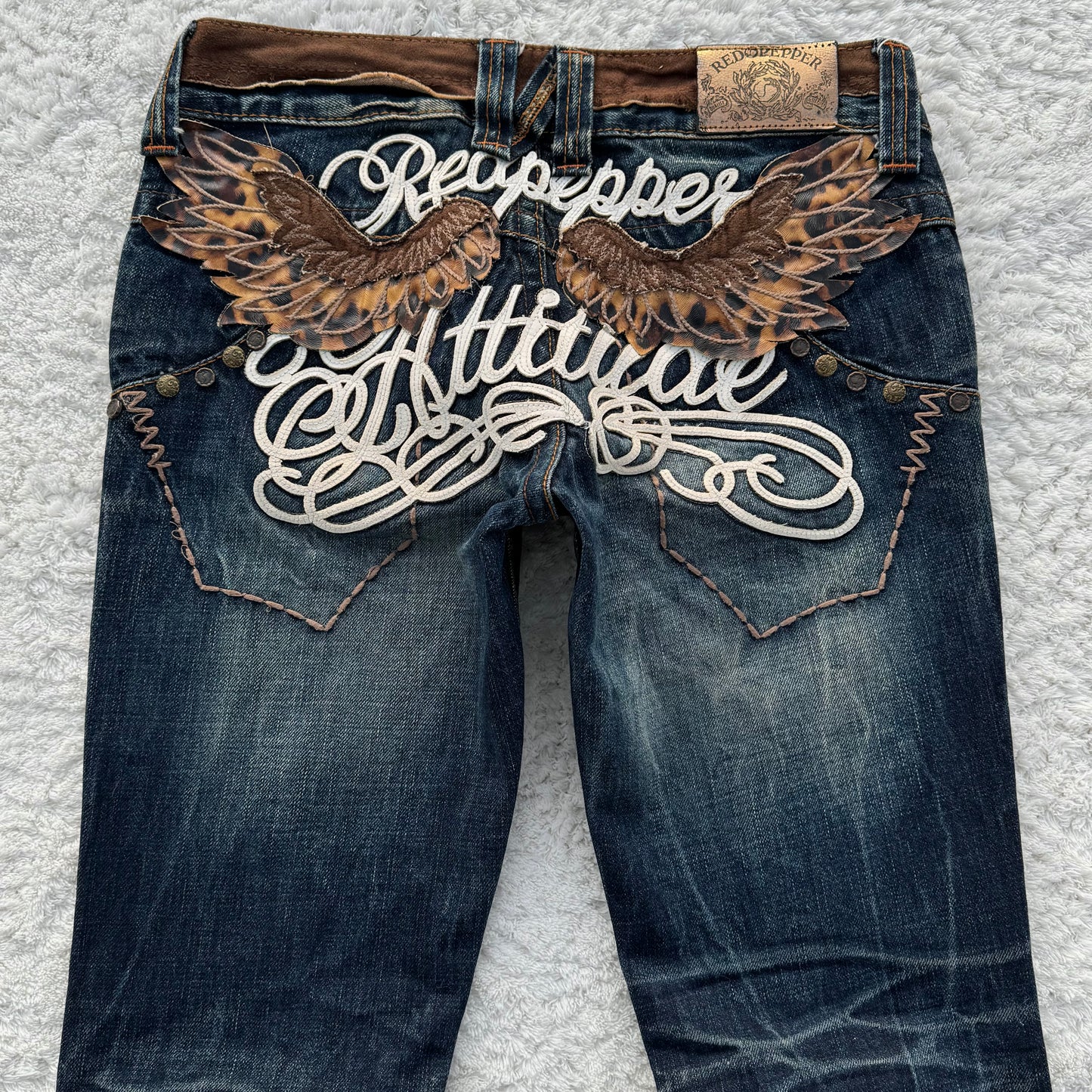 Red Pepper Cheetah Wings Flared Jeans