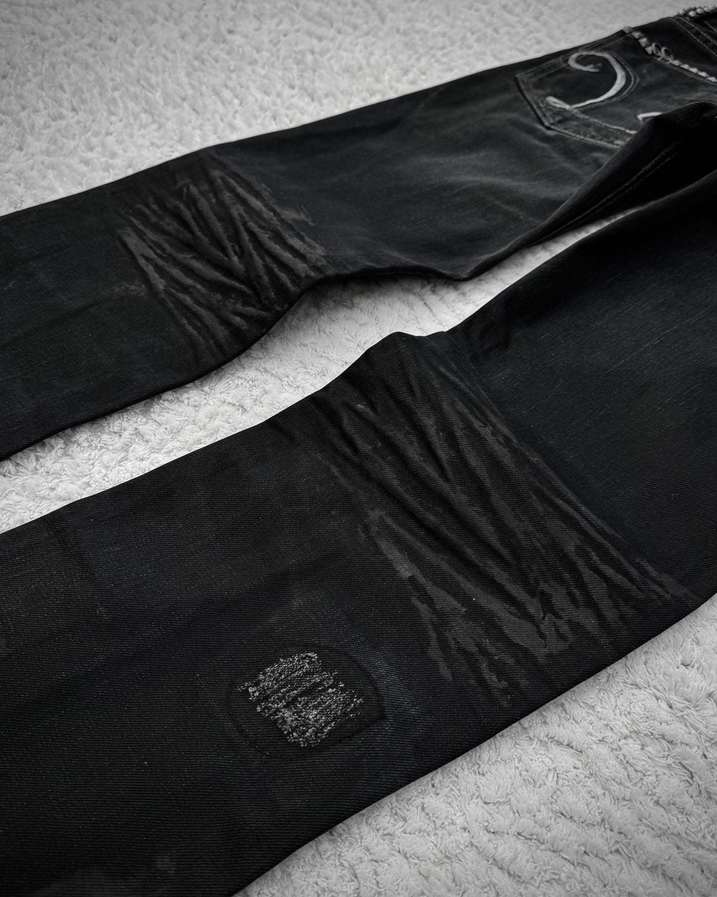 Solberry Studded Pierced Waxed Bootcut Jeans