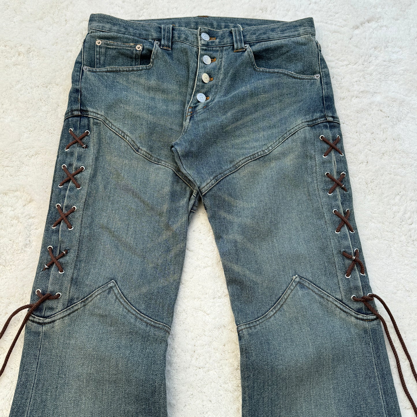 Tornado Mart Lace-Up Flared Jeans