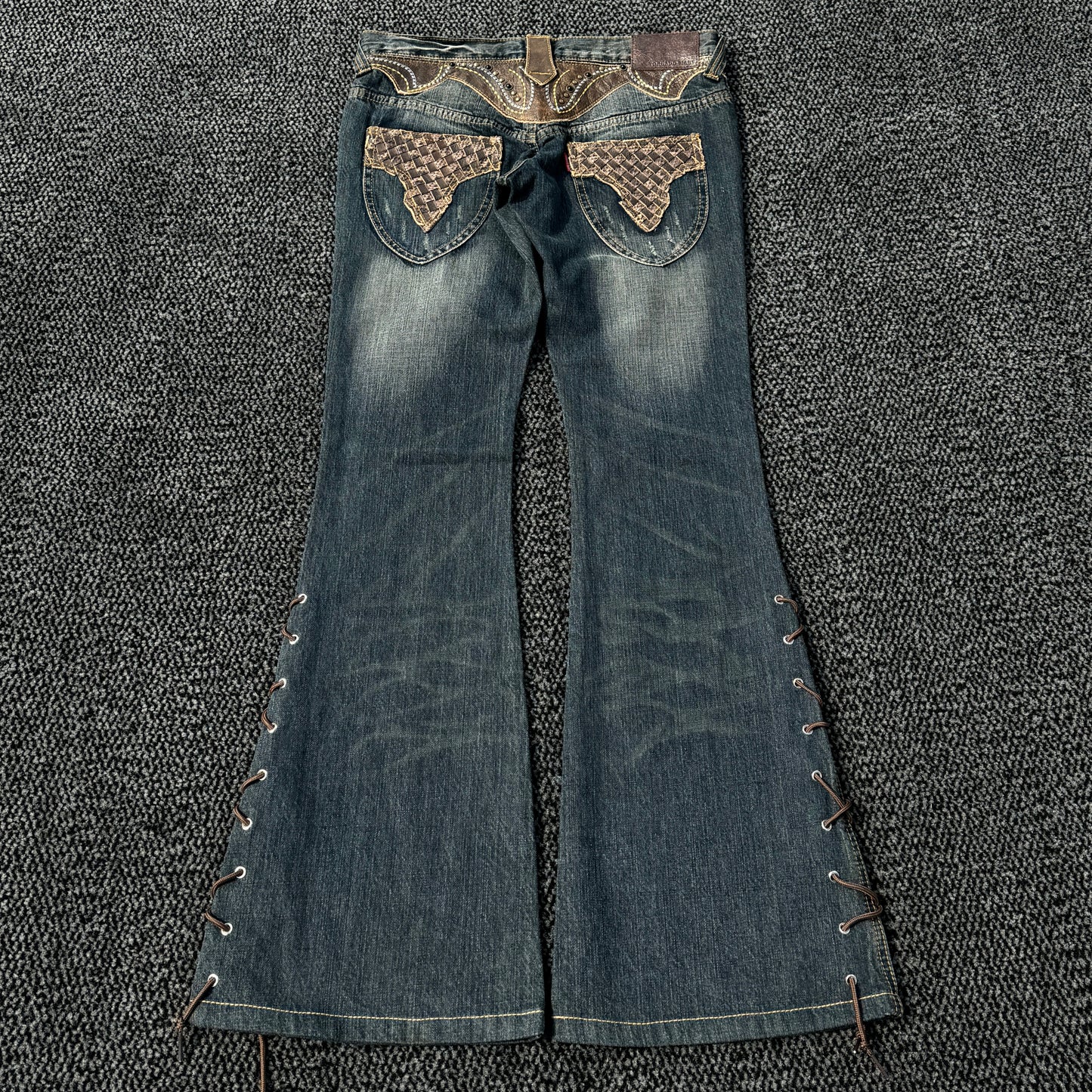 Tornado Mart Western Lace-Up Flared Denim