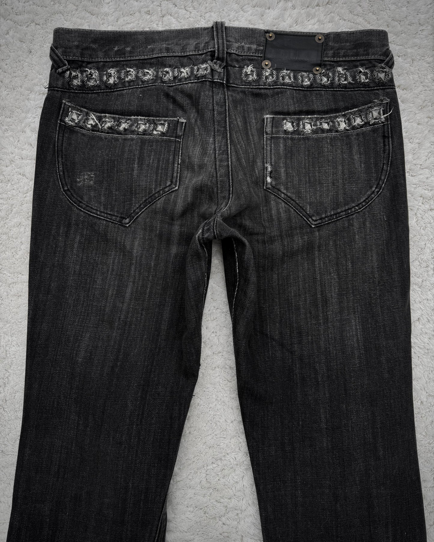 Semantic Design Studded Distressing Flared Jeans