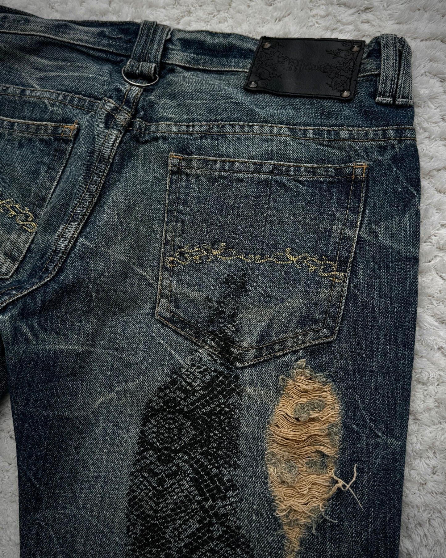 Midas Snakeskin Printed Bootcut Jeans