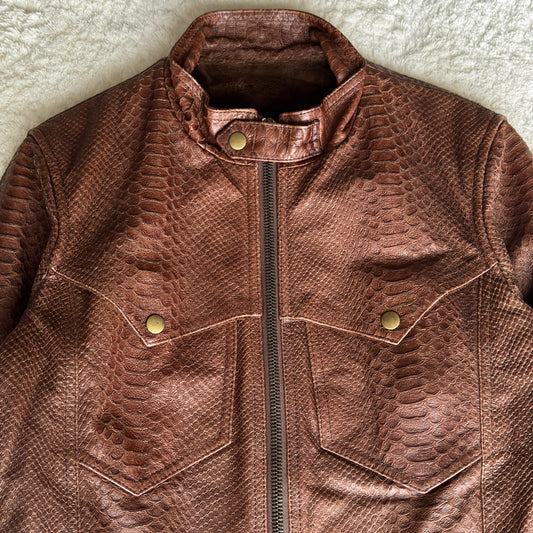 Tornado Mart Snakeskin Pattern Leather Jacket