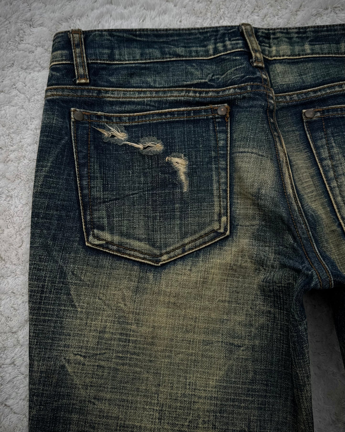 Ozz First Mud Wash Distressed Flared Jeans