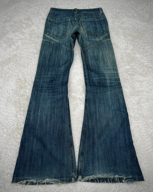 Tornado Mart Vintage Mud Washed Lace Up Flared Jeans