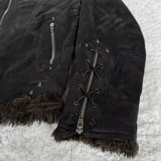 Schlüssel Lace-Up Sleeves Fur Jacket