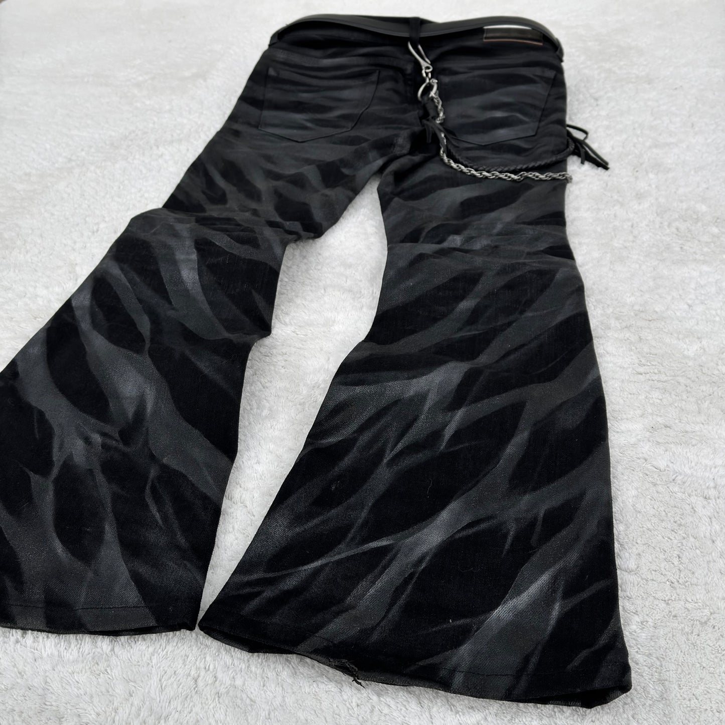Tornado Mart Zebra Waxed Flared Jeans